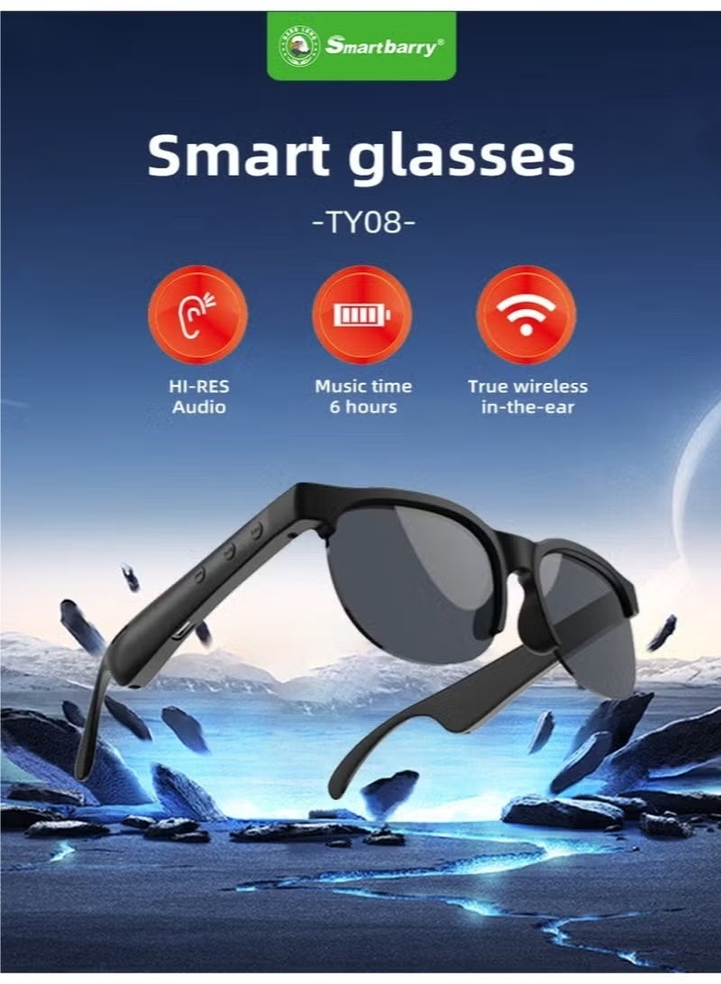 Smartbarry TY08 Smart Glasses Bluetooth Sunglasses – Polarized Lenses, Built-In Mic & Speakers, Hands-Free Audio, Voice Control, UV Protection, Lightweight Wearable for Outdoor Use - Image 5